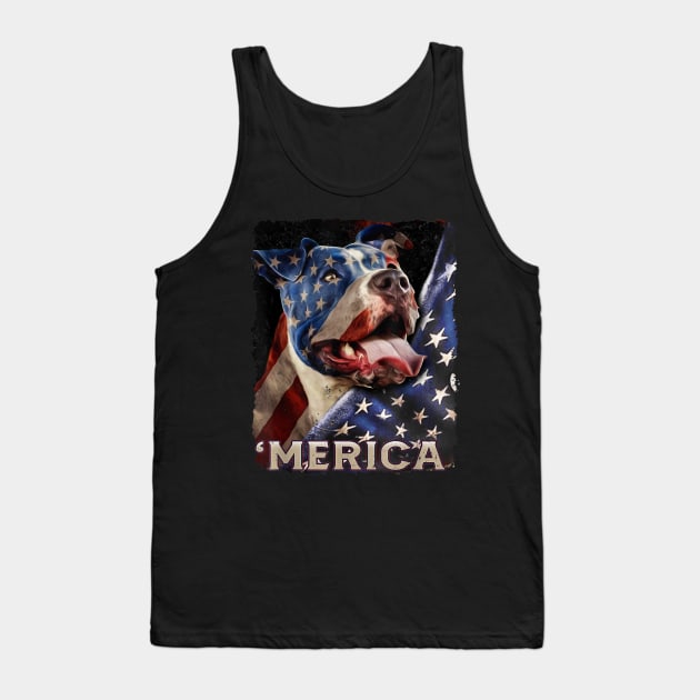 American Flag Pitbull Patriotic Dog 4th Of July Proud T-shirt Tank Top by creativedn7